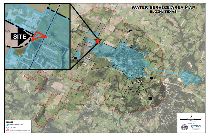 Water Service Area Map for Elgin